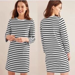 Boden Jersey Mini T-Shirt Stripe Dress Ivory And Black Stripe-Women's Size 6